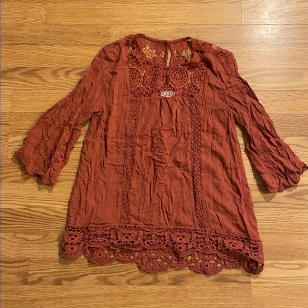 Red Blouse with Lace